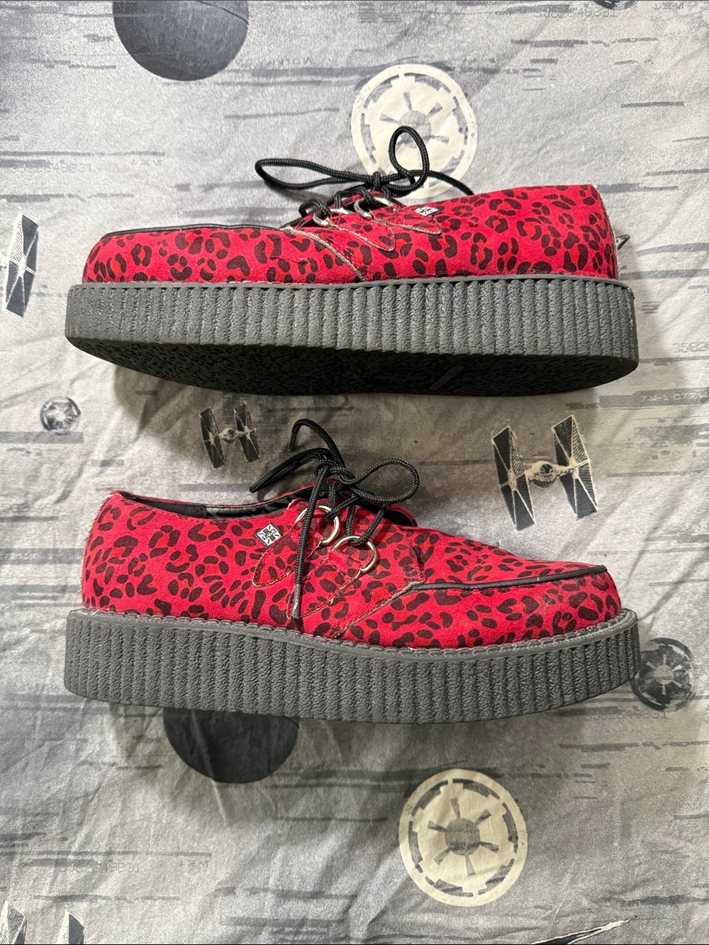 GUC TUK VEGAN SUEDE RARE RED LEOPARD CREEPERS SZ UK 7